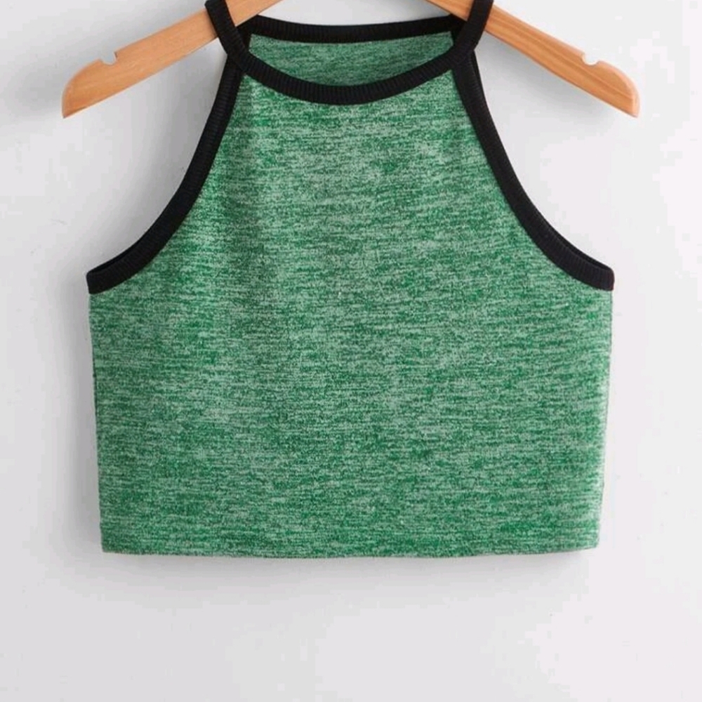 Short Halter tank top green  M